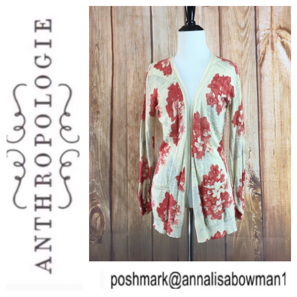 🐞Anthropologie GUINEVERE floral open cardigan S